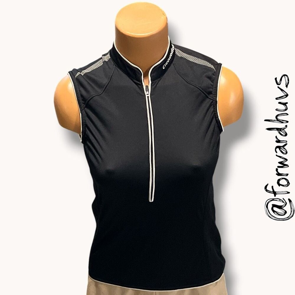 ☑️ Cannondale Sleeveless 1/4 Zip Cycling Jersey Black Women’s Small